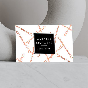 Cartão De Visita Salão de beleza Dourado cor-de-rosa do