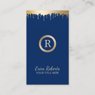 Cartão De Visita Salão de beleza Dourado elegante do monograma dos