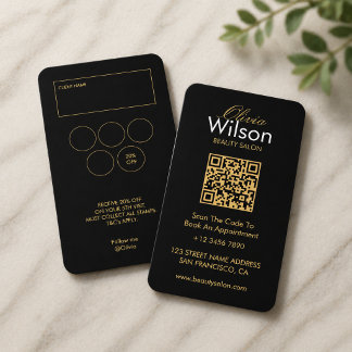 Cartão De Visita Salão de beleza elegante moderno código QR monogra