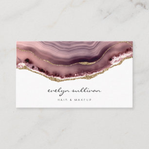 Cartão De Visita salão de beleza empoeirado rosa agate