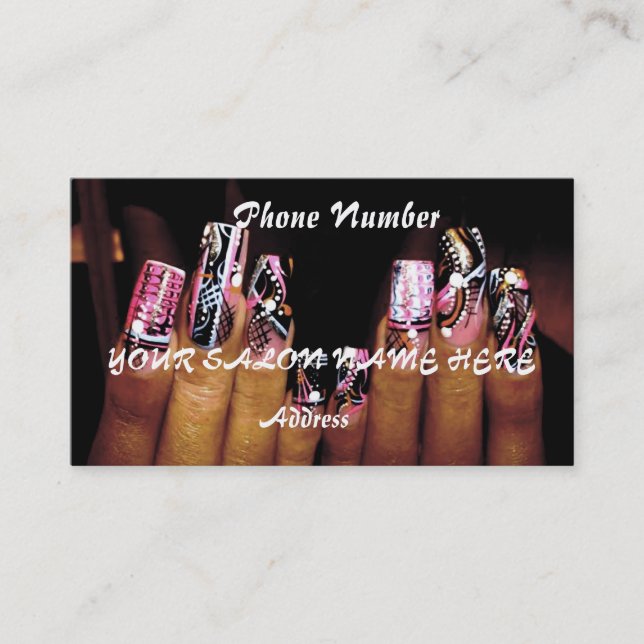 CARTÃO DE VISITA SALÃO DE BELEZA EXTRAVAGANTE DO PREGO DO MODELO DE (Frente)