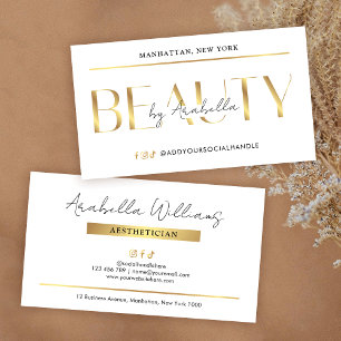 Cartão De Visita Salão de Beleza Modern Glam Gold Lash Esteticista