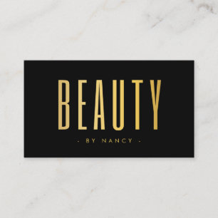 Cartão De Visita Salão de Beleza Preto e Dourado Minimalista 