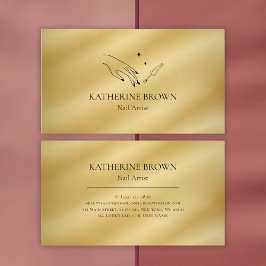 Cartão De Visita Salão de Beleza Profissional Dourada do Artista da