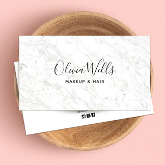 Cartão De Visita Salão de Beleza Simples e Simples de Script Branco