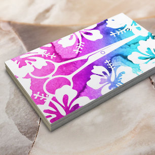 Cartão De Visita Salão de beleza tropical da aguarela do