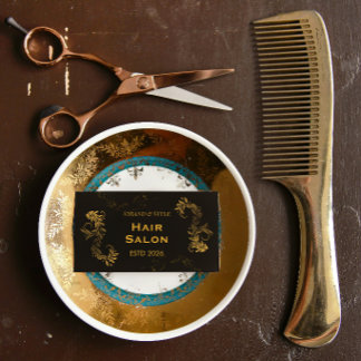 Cartão De Visita Salão de Cabelereiro de Luxo com Estilo Elegante P