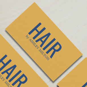 Cartão De Visita Salão de Cabelo Amarelo Amarelo-Elegante Minimalis