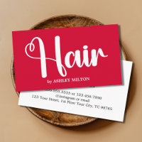 Salão de Cabelo Branco Vermelho-Cereja Elegante