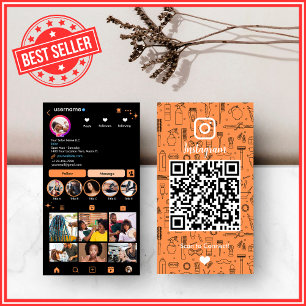 Cartão De Visita Salão de Cabelo Citrus Laranja Instagram QR