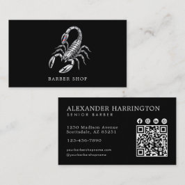 Cartão De Visita Salão De Cabelo Código Qr Da Prataria Scorpion Cab
