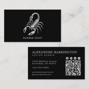 Cartão De Visita Salão De Cabelo Código Qr Da Prataria Scorpion Cab
