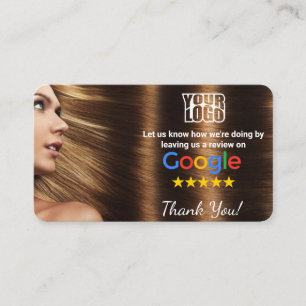 Cartão De Visita Salão de Cabelo Google Review Modelo com QR