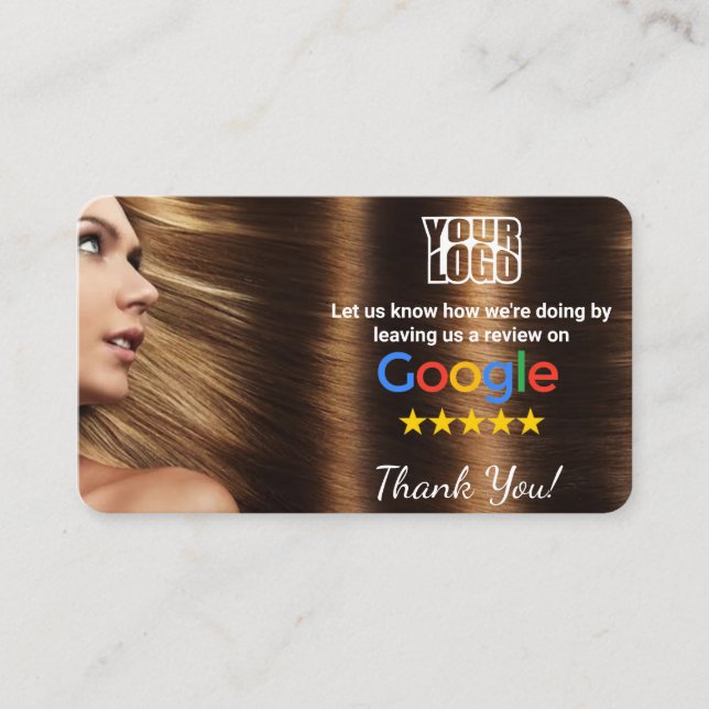 Cartão De Visita Salão de Cabelo Google Review Modelo com QR (Frente)