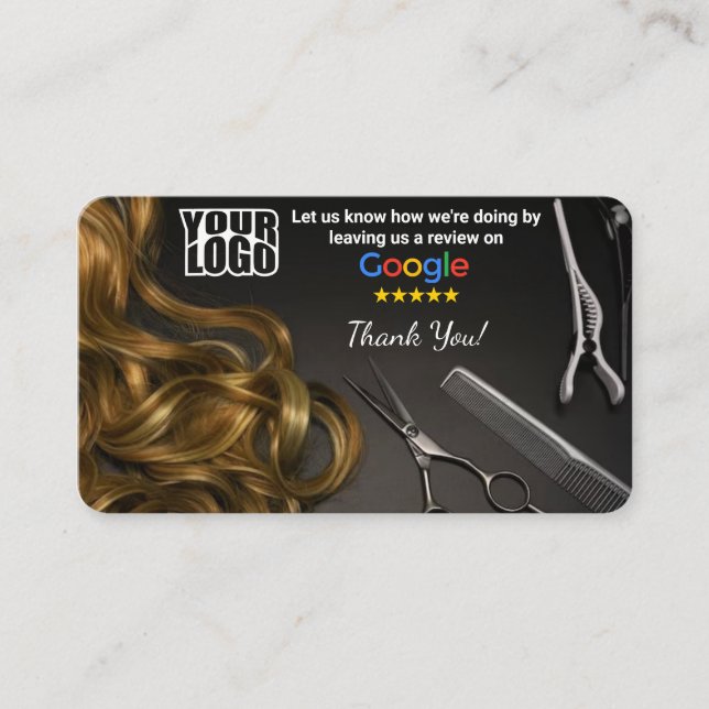 Cartão De Visita Salão de Cabelo Google Review Modelo com QR (Frente)