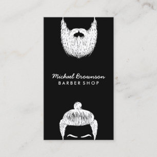 Cartão De Visita Salão de Cabelo Hipster Homem Barba Preto Barbeiro
