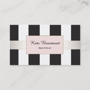 Cartão De Visita Salão de Cabelo Plástico, Rosa, Preto e Branco