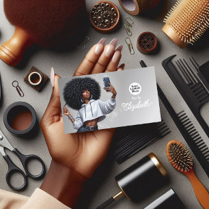 Cartão De Visita Salão de Cabelos Afro Elegante Identidade de Estil