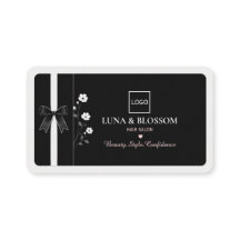 Salão de Cabelos Floral Preto Minimalista