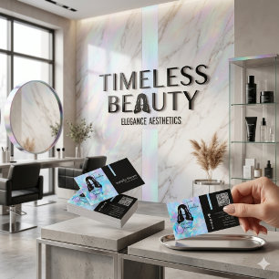 Cartão De Visita  Salão de Cabelos Opala Holográfica Estilista Mode