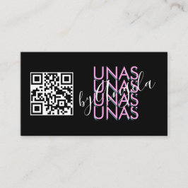 Cartão De Visita Salão de Cílios Ousados Unhas QR Code Rosa Preto
