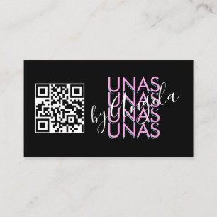 Cartão De Visita Salão de Cílios Ousados Unhas QR Code Rosa Preto