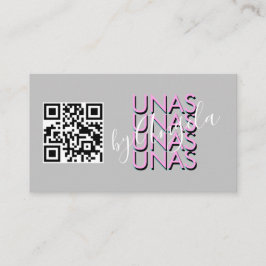 Cartão de Visita Salão de Cílios Unhas Rosa QR Neg