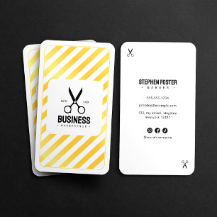 Cartão De Visita Salão De Corte De Cabelo Moderno Barbearia Branco 