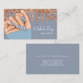 Cartão De Visita Salão de Design de Artista de Unhas Falso Brilho A