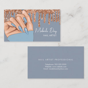 Cartão De Visita Salão de Design de Artista de Unhas Falso Brilho A