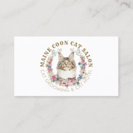 Cartão De Visita Salão de Embelezamento de Gatos Maine Coon Pet Spa