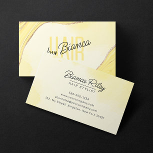 Cartão De Visita Salão de Estilista de Cabelo Ágata Brilho Dourado