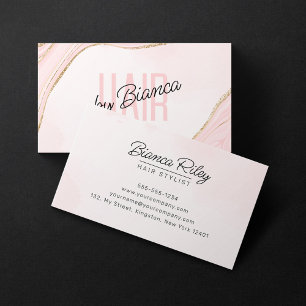Cartão De Visita Salão de Estilista de Cabelo Ágata Brilho Rosa Dou