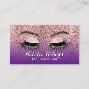 Cartão De Visita Salão de Extensões Eyelash de Ombre Roxo rosa Do