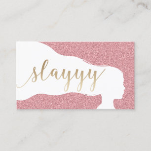 Cartão De Visita Salão de Glitter Dourado de Rosa de Script Person