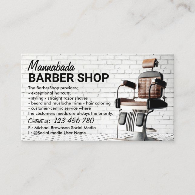 Cartão De Visita Salão de hipster de barbearia (Frente)