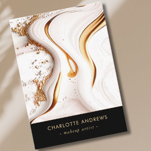 Cartão De Visita Salão de Mármore Dourado com brilho moderno