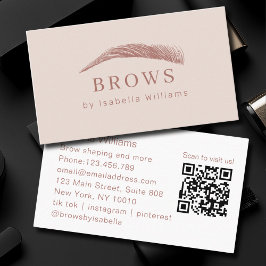 Cartão De Visita Salão de Sobrancelhas Minimal Elegante QR-Code
