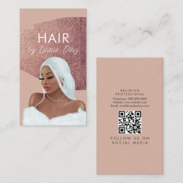 Cartão De Visita Salão de Trança de Cabelo Beleza Preto Escrito Ros