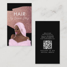 Salão de Trança de Cabelo Beleza Preto Script Rosa