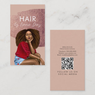 Cartão De Visita Salão de Tranças Beleza Preta Tipografia Negrita 
