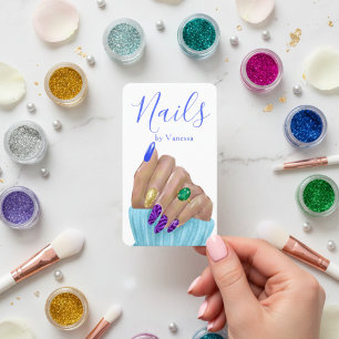 Cartão De Visita Salão de Unhas Chic Artista Manicure Código QR Mod