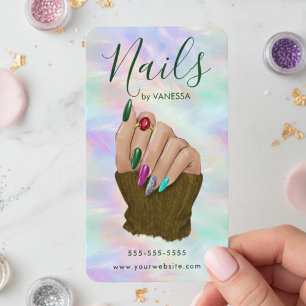 Cartão De Visita Salão de Unhas Chic Manicurista Artista Opala Eleg
