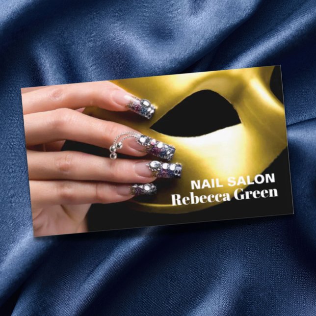 Cartão De Visita Salão de unhas do artista de beleza elegante e man (Elegant beauty manicurist nail artist nail salon business card)
