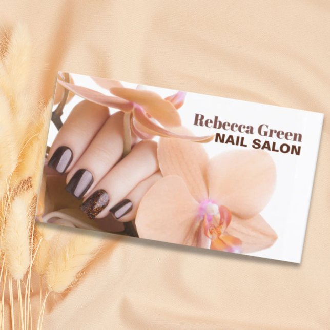 Cartão De Visita Salão de unhas do artista de beleza elegante e man (Elegant beauty manicurist nail artist nail salon business card)