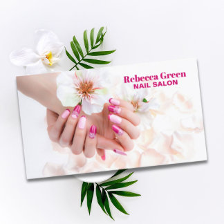 Cartão De Visita Salão de unhas do artista de beleza elegante e man