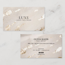 Cartão De Visita Salão de Unhas/Elegante Técnico de Luxo em Ouro