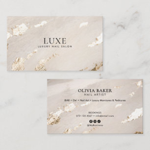 Cartão De Visita Salão de Unhas/Elegante Técnico de Luxo em Ouro