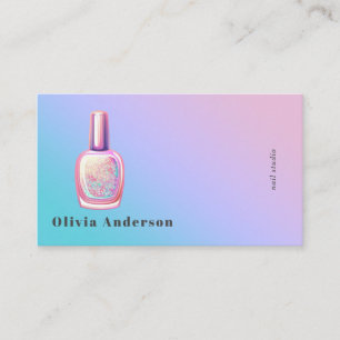 Cartão De Visita Salão de Unhas Holográfico Estúdio de Unhas Modern