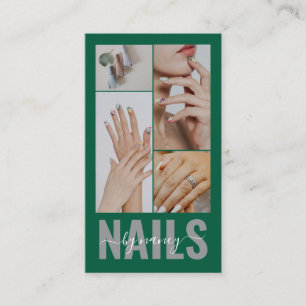 Cartão De Visita Salão de Unhas Tipografia foto Colagem Esmeralda V